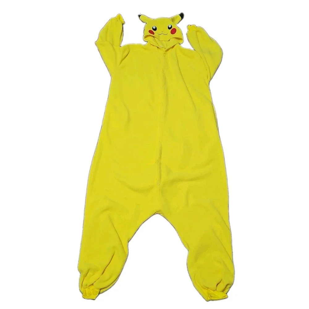 Pokemon Pikachu Adult Suit one piece Costume Pajama Fleece Hooded  Size XL